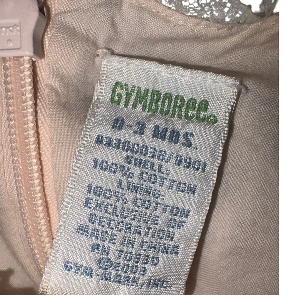 Vintage Gymboree Baby Dress – 0–3 Months – Pink Floral Lace Trim – Cottagecore‎